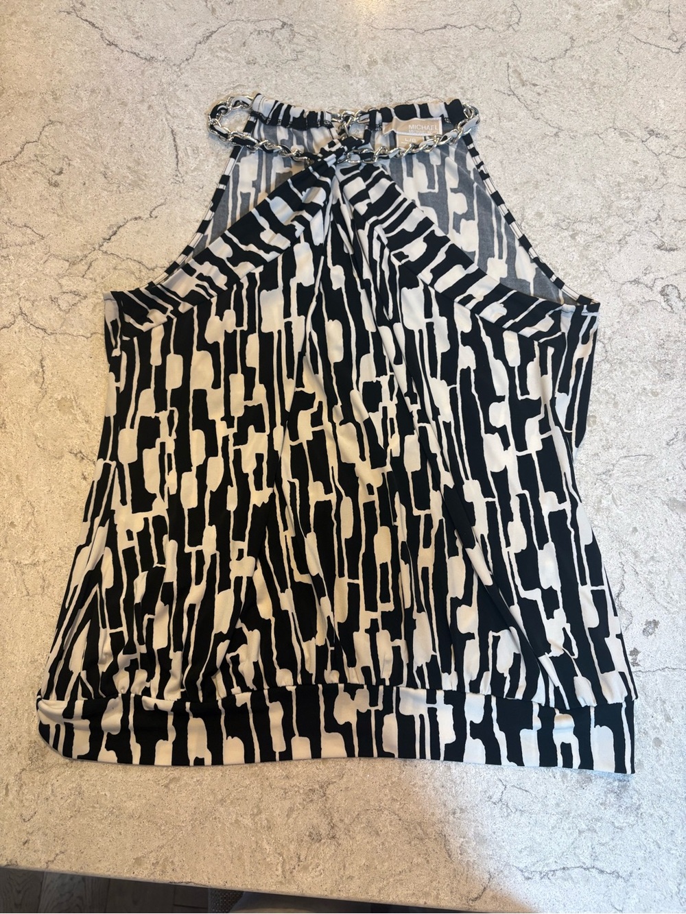 Michael Kors Black and White Chain-Trim Halter Top - Picture 2 of 5